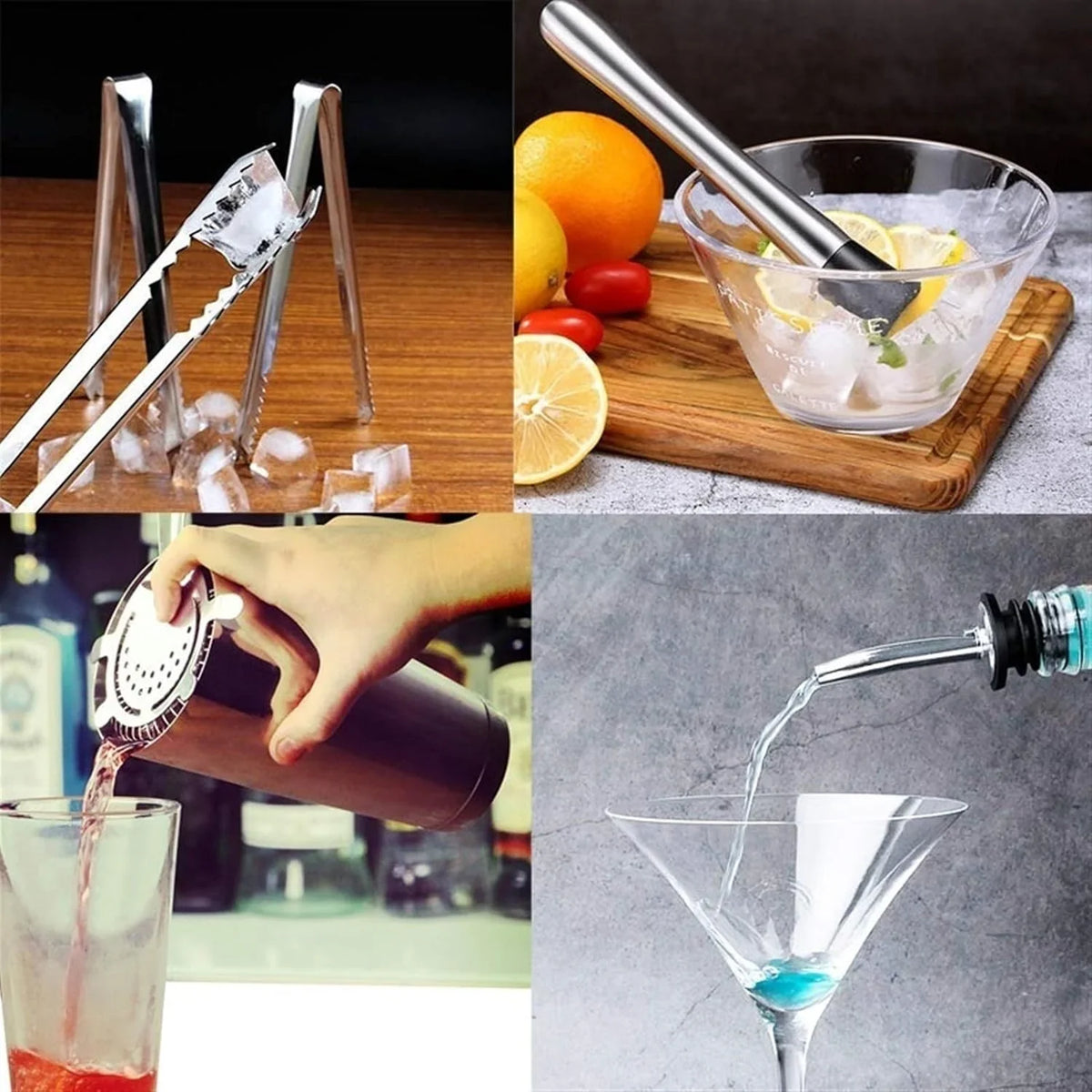 17pc Stainless Steel Cocktail Shaker Set With Bar Tools - 450ml