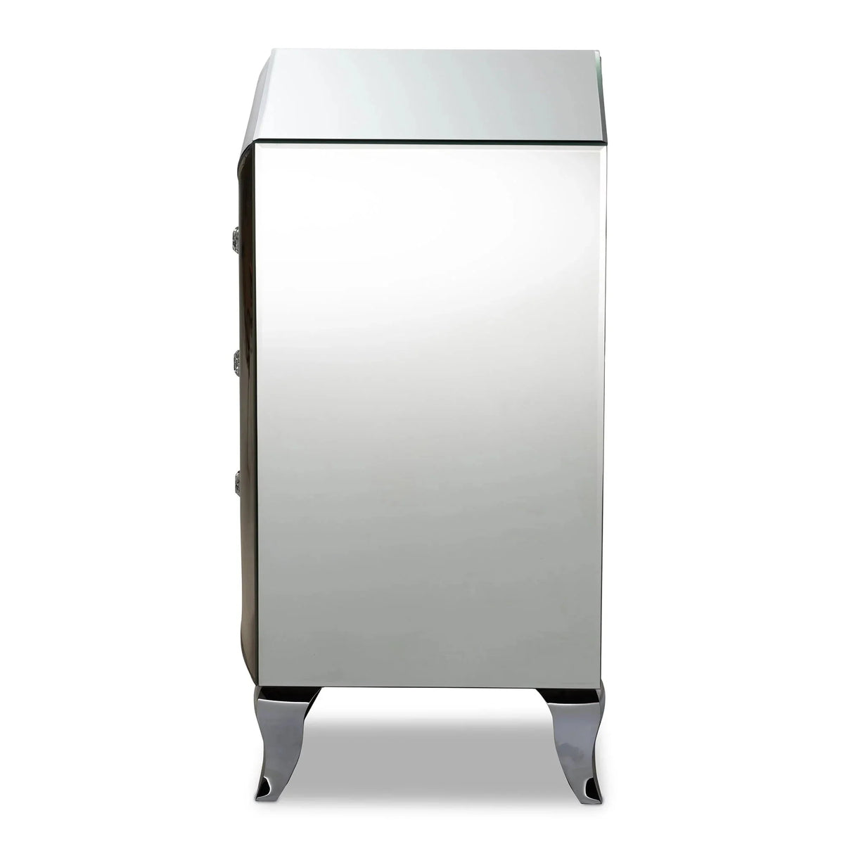 Baxton Studio Pauline Mirrored 3-Drawer End Table