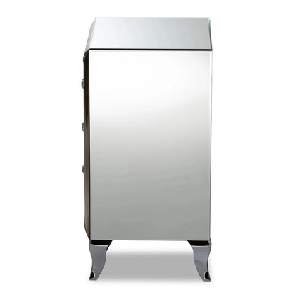 Baxton Studio Pauline Mirrored 3-Drawer End Table
