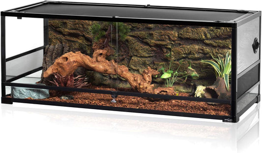 REPTI ZOO 67 Gallon Reptile Terrarium, Sliding Glass Doors, 48 x 18 x 18 in