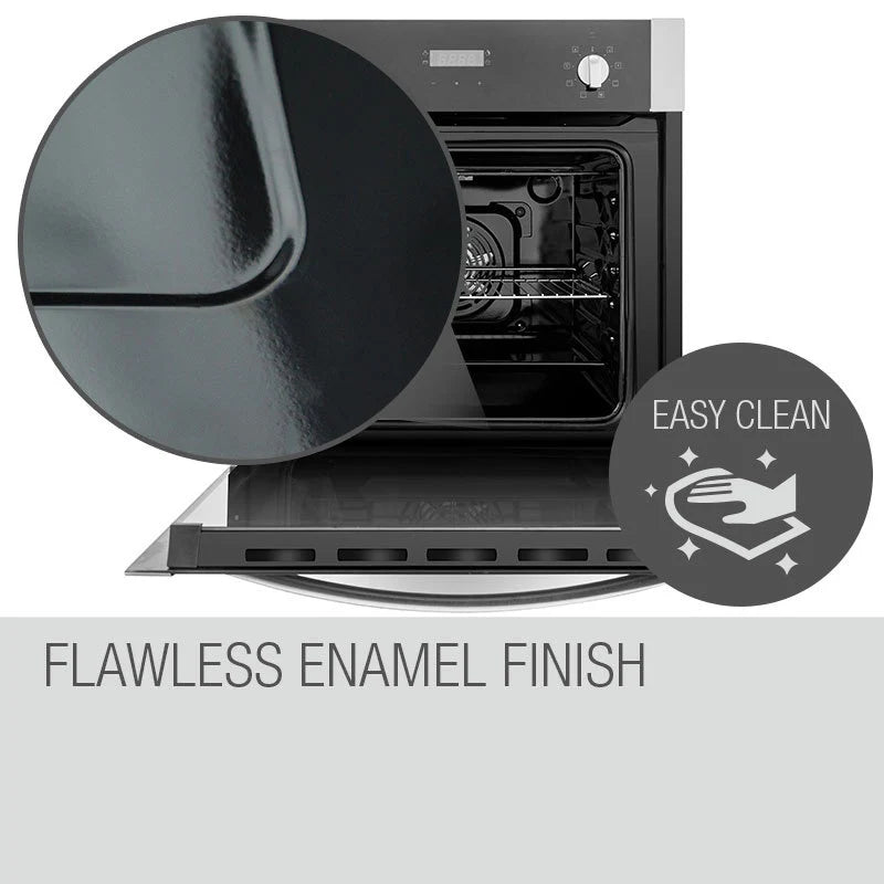 EuroChef Built-In Electric Wall Oven 60cm 70L 8 Function Fan Forced Stainless - OE708B