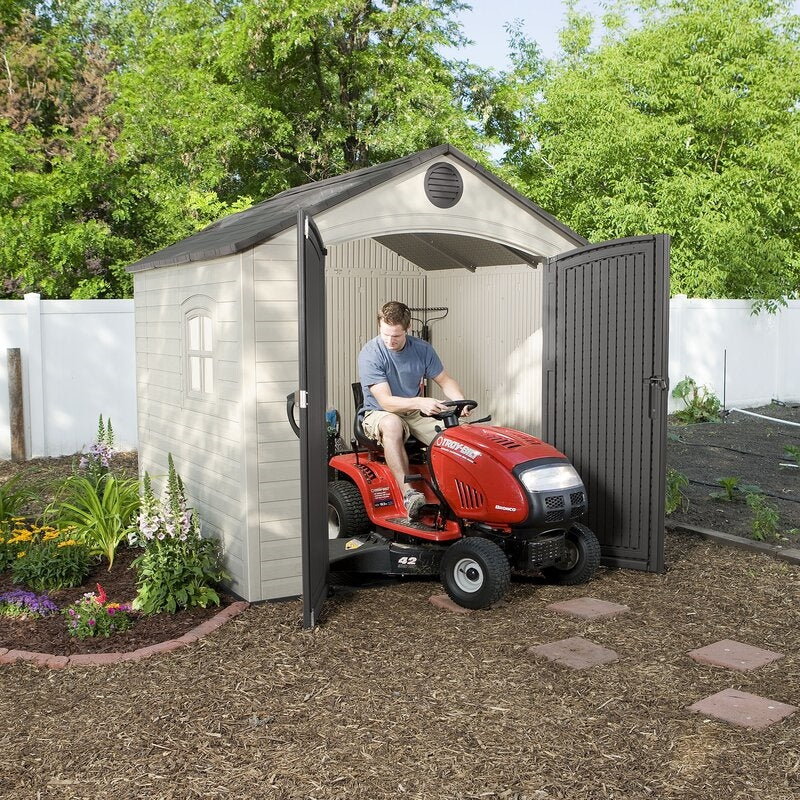 Plastic Storage Shed, Desert Sand, 8 Ft W X 7 Ft 4 In D