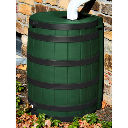 Good Ideas 50 Gallon Green Darkened Rib Rain Barrel - Rain Wizard