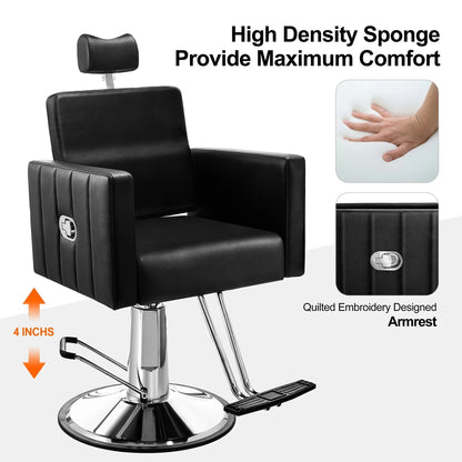 Baasha Reclining Salon Chair With Heavy Duty Hydraulic Pump