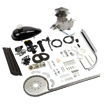 80cc 2-Stroke Bicycle Motor Kit For 26-Inch Wheels - Silver White
