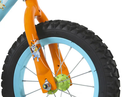 Bluey 12-Inch Kids' BMX Bike With Steel Frame, Coaster Brake, Training Wheels And Plush Carry Bag - Ages 3-5