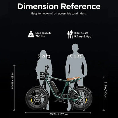 ENGWE Adult Electric Bike, Retro Style, 1000W, 28 Mph, 94 Miles, 20 x 4.0 Inch Fat Tires, Full Suspension - M20
