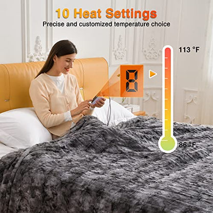 WOOMER Heated Blanket King Size 90 x 100 in Marble Grey