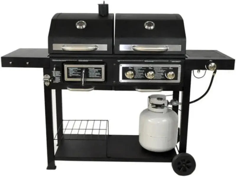 Dual-Fuel Outdoor Charcoal And Propane Grill - 64 x 28 x 49.75 inches