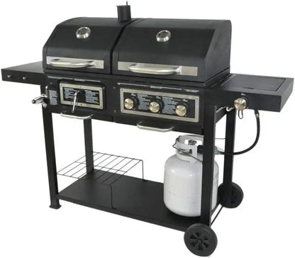 Dual-Fuel Outdoor Charcoal And Propane Grill - 64 x 28 x 49.75 inches