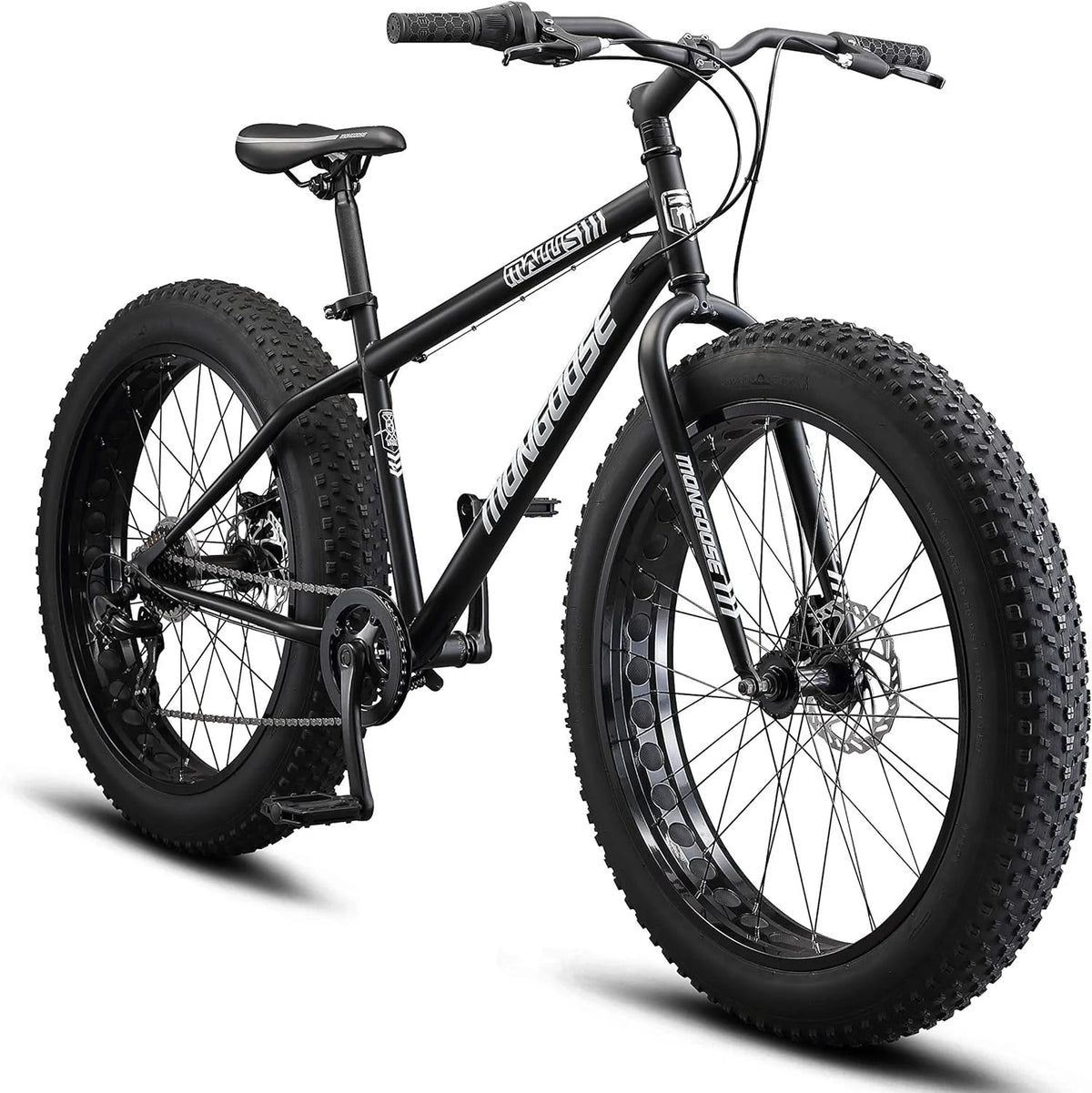 Mongoose Malus Adult Fat Tire Mountain Bike, 26-Inch Wheels, 4-Inch Tires, 7-Speed - R5714C