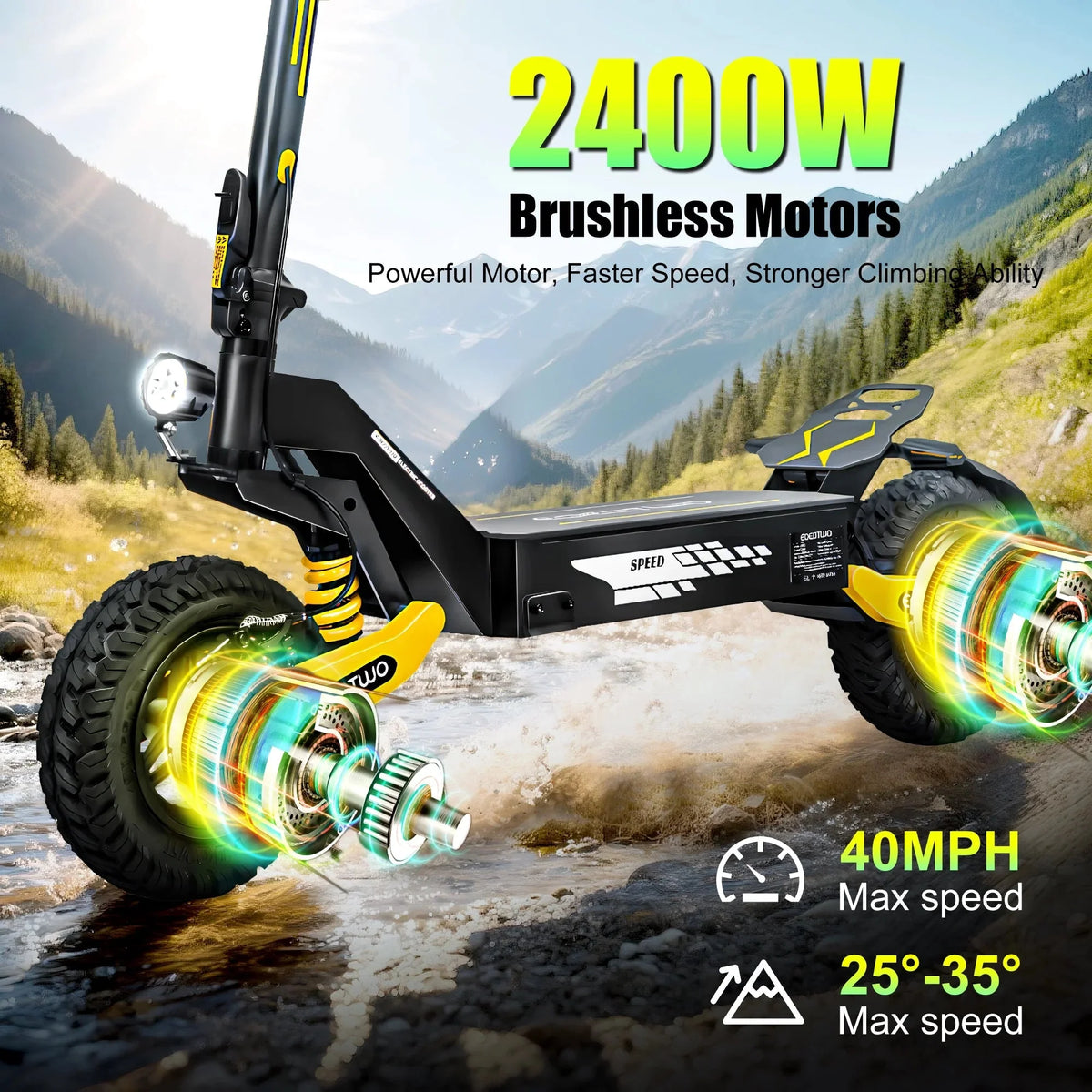 Off Road Electric Scooter For Adults, 1200W, 11 in Tires, 330 lb Load - GT06