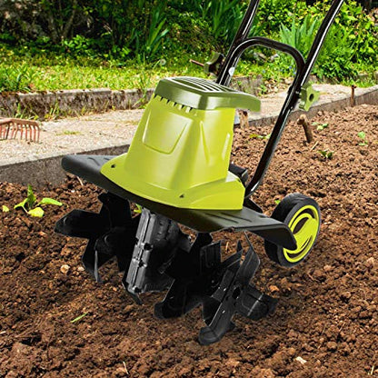 16-Inch 12-Amp Electric Tiller And Cultivator - Green