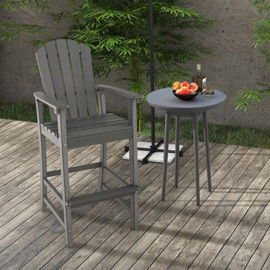 Outdoor HDPE Tall Adirondack Counter Height Bar Stool With Armrests And Footrest - 30Quot