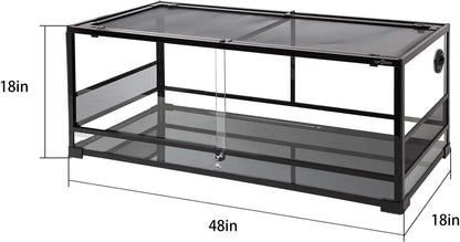 REPTI ZOO 67 Gallon Reptile Terrarium, Sliding Glass Doors, 48 x 18 x 18 in