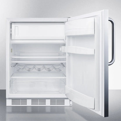 ADA Compliant Built-In Undercounter Refrigerator-Freezer, 5.1 cu.ft., 24 in, Stainless Steel Door